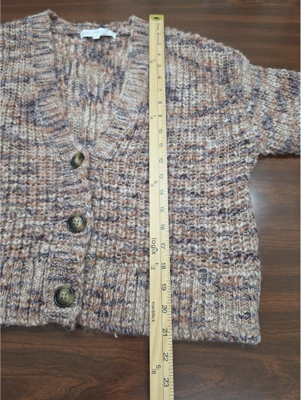 Altar'd State Cardigan Sweater Small Chunky Knit Cropped V Neck Multicolor Boho - Picture 6 of 6